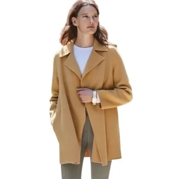 Theory Sileena Camel Wool Cashmere Blend Double Face Open Front Jacket Sz XS - Picture 1 of 12